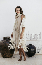 Off-White Long fringe boho shawl