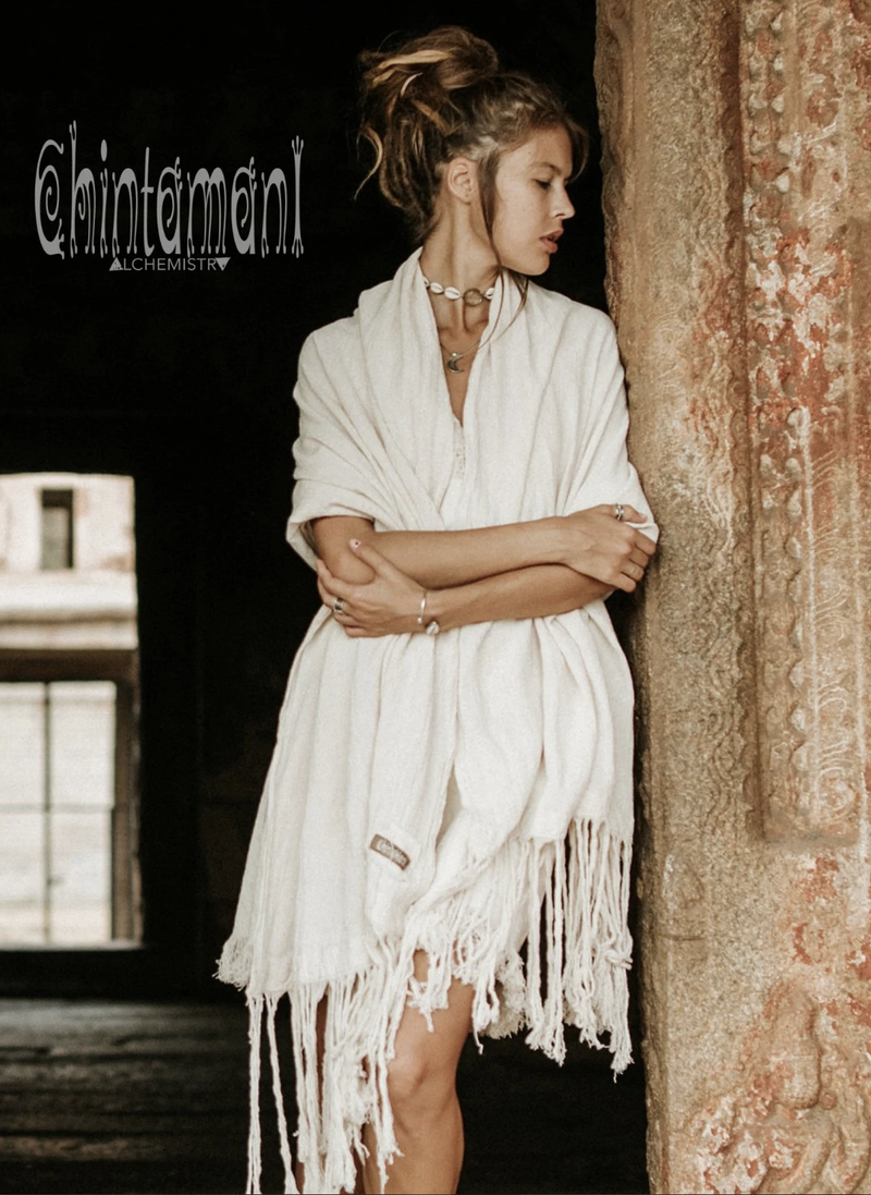 Off-White Long fringe boho shawl