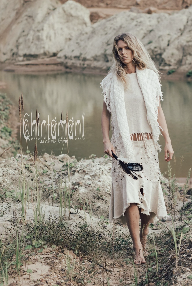 Bleached denim Skirt - Offwhite